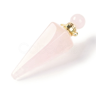 Natural Rose Quartz Faceted Cone Openable Perfume Bottle Big Pendants G-L524-18G-12-1