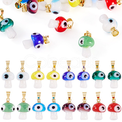 16Pcs 8 Colors Handmade Lampwork Pendants LAMP-TA0001-78-1