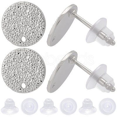 32Pcs Hammered Brass Stud Earring Findings KK-BBC0023-13-1