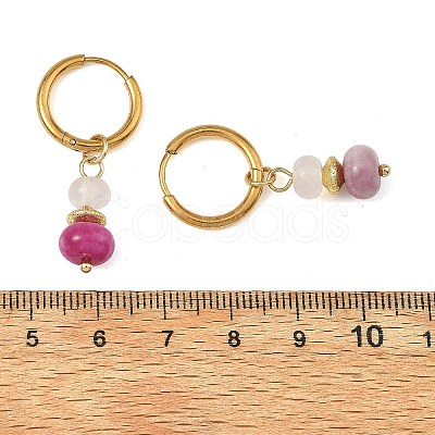 Natural White Jade & Pink Zebra & Red Jasper & Sodalite Beads Hoop Earring EJEW-JE07324-1