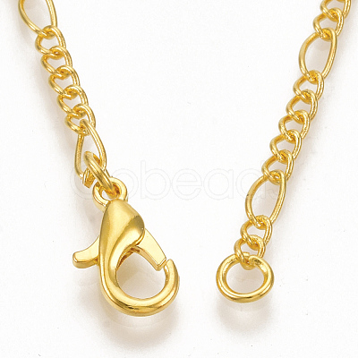 Brass Coated Iron Figaro Chain Necklace Making MAK-T006-03G-1