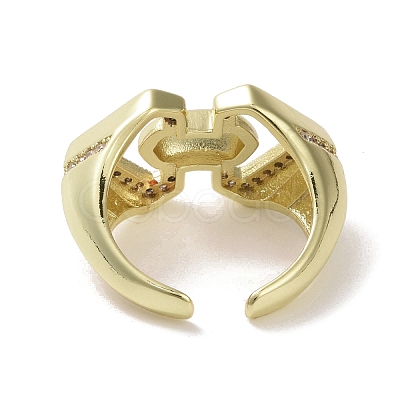 Brass Micro Pave Cubic Zirconia Open Cuff Ring RJEW-K256-56G-1