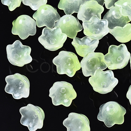 Transparent Two Tone Spray Painted Glass Beads GLAA-Q089-002B-010-1