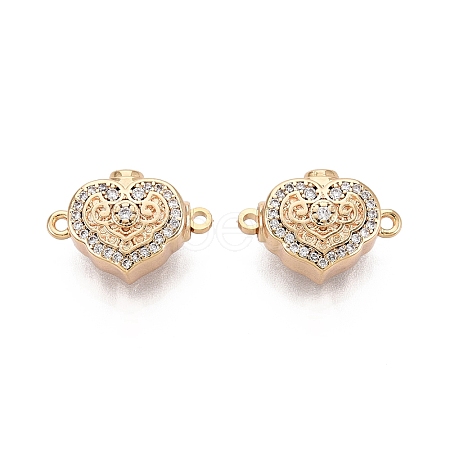 Brass Micro Pave Clear Cubic Zirconia Box Clasps KK-Q074-07G-1