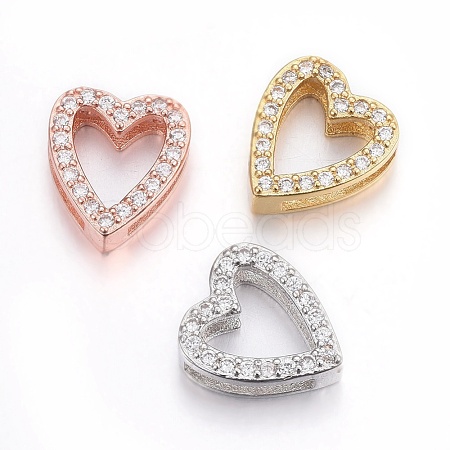 Brass Micro Pave Cubic Zirconia Slide Charms ZIRC-G147-31-NR-1