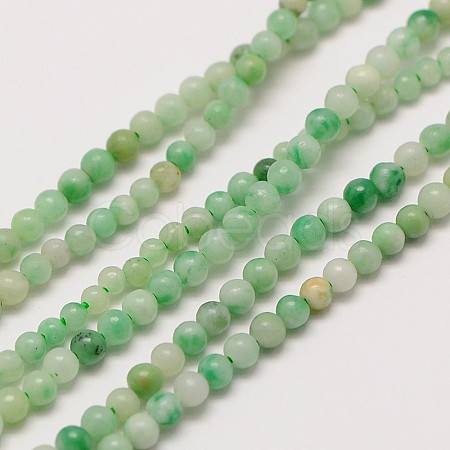 Natural Gemstone Green Spot Jasper Round Beads Strands G-A130-2mm-07-1