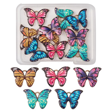 10Pcs 5 Colors Printed Alloy Pendants ENAM-YW0003-19-1
