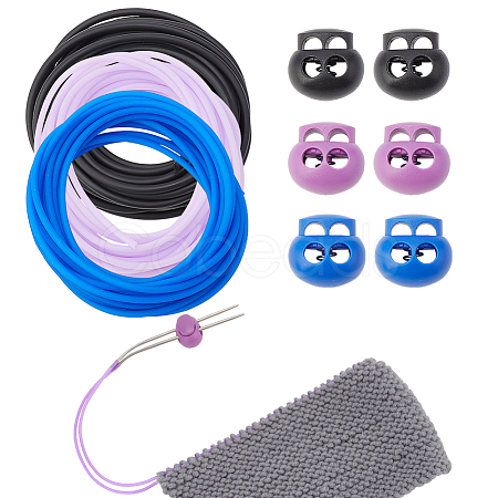6Pcs 3 Colors Oval 2-Hole Plastic POM Cord Locks FIND-OC0003-23A-1