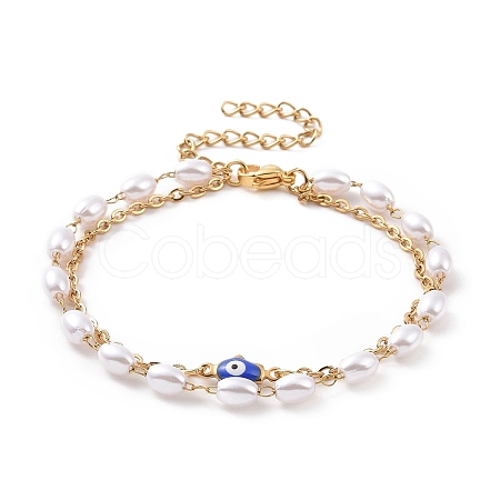 PVD Vacuum Plating 304 Stainless Steel Multi-strand Bracelets BJEW-E054-01G-E-1