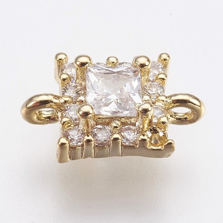Brass Micro Pave Cubic Zirconia Links ZIRC-F084-53G-1