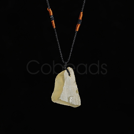 Natural Raw Lemon Quartz Nugget Pendant Necklaces PW-WG79580-04-1