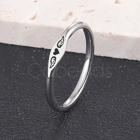 Heart Wing Pattern 304 Stainless Steel Finger Rings FS-WGA5734-05-1
