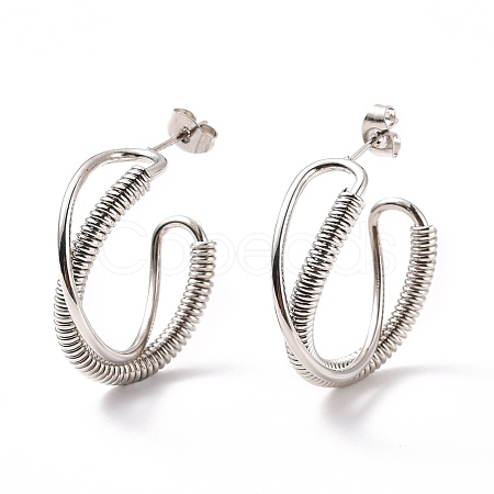 Tarnish Resistant 201 Stainless Steel Wrapped Twist Stud Earrings EJEW-F280-24P-1