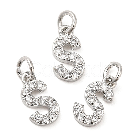 Brass Micro Pave Grade AAA Cubic Zirconia Charms ZIRC-P067-11P-S-NR-1