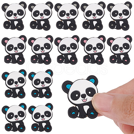 18Pcs 3 Colors Panda Silicone Beads SIL-OC0001-08-1