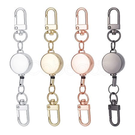 4Pcs 4 Colors Heavy Duty Alloy Retractable Keychain Clasps FIND-SC0004-32-1