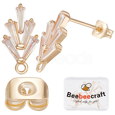 20Pcs Brass Cubic Zirconia Stud Earring Findings KK-BBC0004-96-1