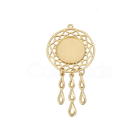 Hollow Alloy Pendants Cabochons Settings PALLOY-TAC0127-03G-1