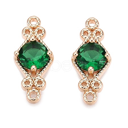 Brass Pave Faceted Glass Connector Charms X-FIND-T070-03D-1