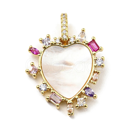 Rack Plating Brass Micro Pave Cubic Zirconia Pendants KK-F861-03G-1