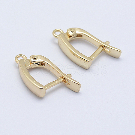 Brass Hoop Earring Findings with Latch Back Closure X-KK-F728-06G-A-NF-1