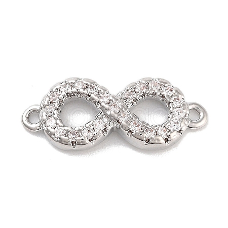 Brass Pave Clear Cubic Zirconia Infinity Connector Charms KK-M293-46P-1
