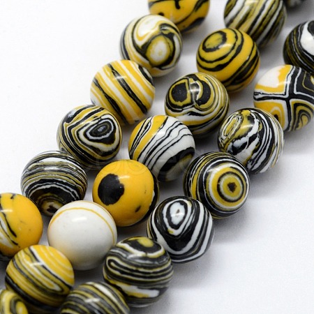 Synthetic Malachite Beads Strands G-I199-32-10mm-B-1