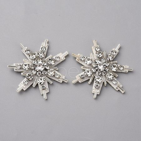 Glass Crystal Rhinestone Sew on Cloth Patches PATC-WH0008-226D-1