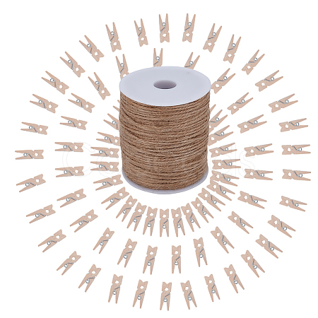 100Pcs Natural Wooden Craft Pegs Clips AJEW-SP0003-48B-1