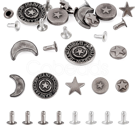 50Pcs 5 Styles Alloy River Studs FIND-TA0009-59-1