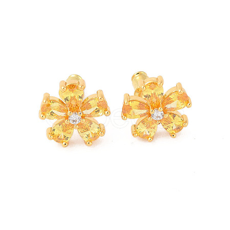 Rack Plating Brass Micro Pave Cubic Zirconia Stud Earrings EJEW-I304-07G-08-1