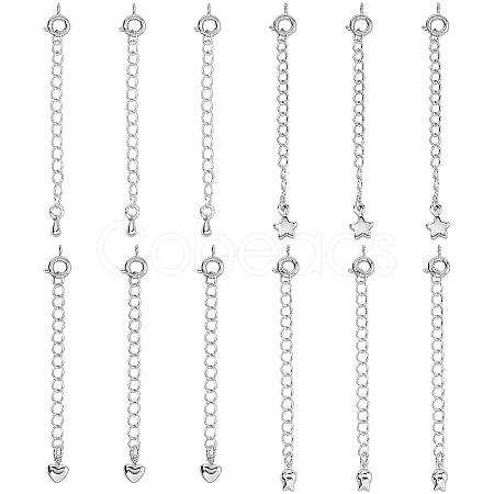 12Pcs 4 Styles Brass Curb Chain Extender KK-HS0015-33P-1