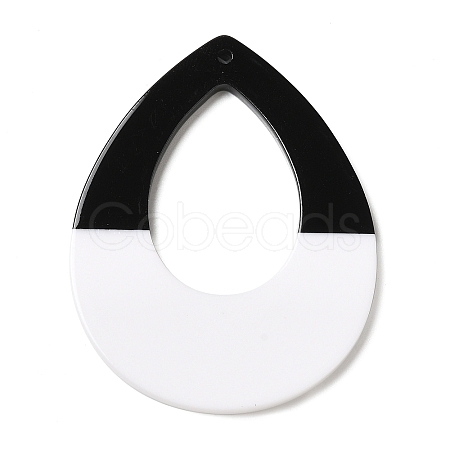 Black and White stitching Acrylic Big Pendants OACR-S143-01B-1