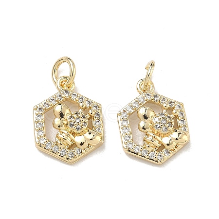 Brass Micro Pave Cubic Zirconia Pendants KK-D235-19G-04-1