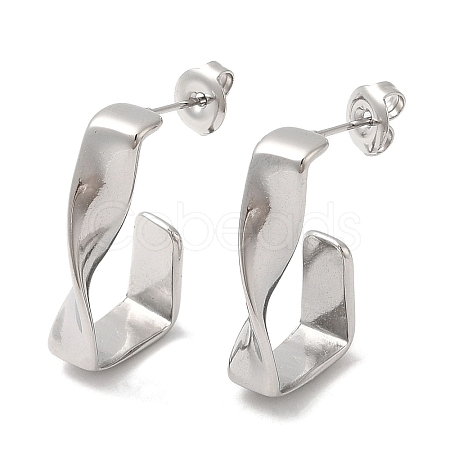 Non-Tarnish 304 Stainless Steel Twist Rectangle Stud Earrings EJEW-Z022-30P-1