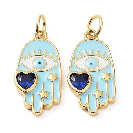 Rack Plating Brass Enamel with Glass Pendants LS-KK-B076-11G-1