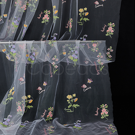 2 Yards Polyester Embroidery 3D Flower Mesh Fabrics DIY-WH0622-383A-1