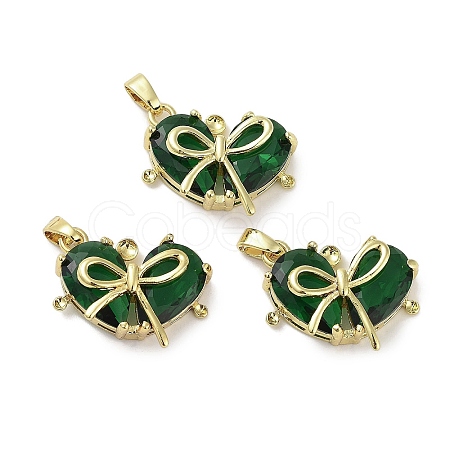 Golden Brass Glass Pendants KK-R161-02G-02-1