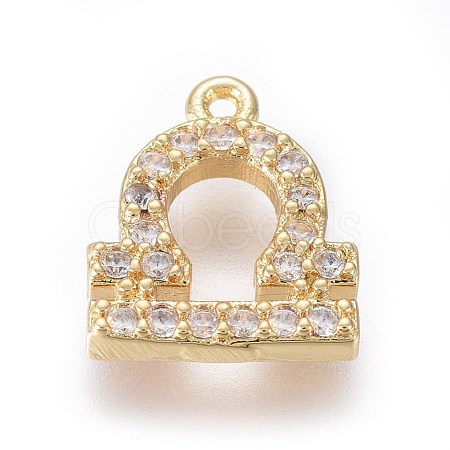 Golden Plated Brass Micro Pave Cubic Zirconia Charms ZIRC-L075-51G-1