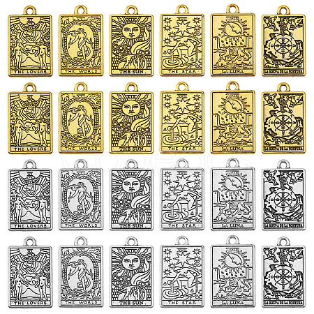 24Pcs 12 Styles Rack Plating Alloy Pendants FIND-CA0008-17-1