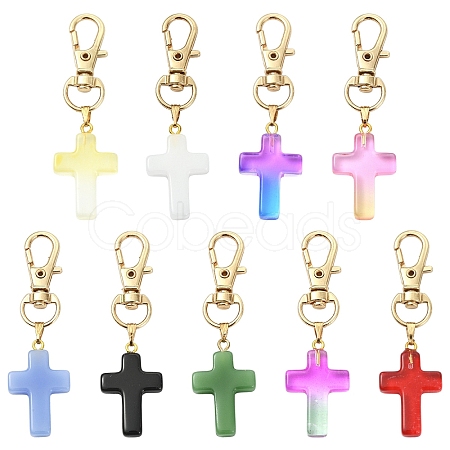 9Pcs Glass Pendant Decorations HJEW-YW00331-1