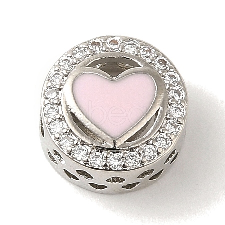 Rack Plating Brass Micro Pave Clear Cubic Zirconia with Enamel Beads KK-P267-17P-1