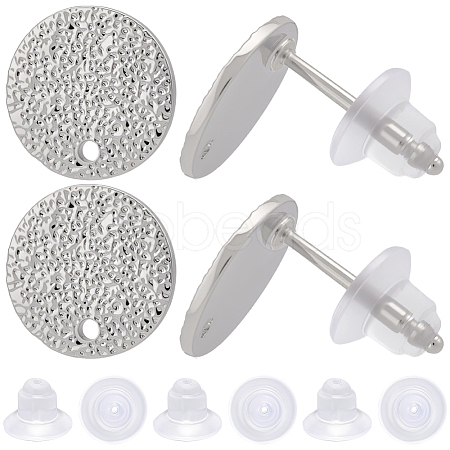 32Pcs Hammered Brass Stud Earring Findings KK-BBC0023-13-1