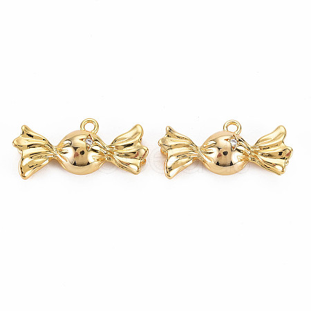 Rack Plating Brass Micro Pave Clear Cubic Zirconia Pendants KK-S360-159-1