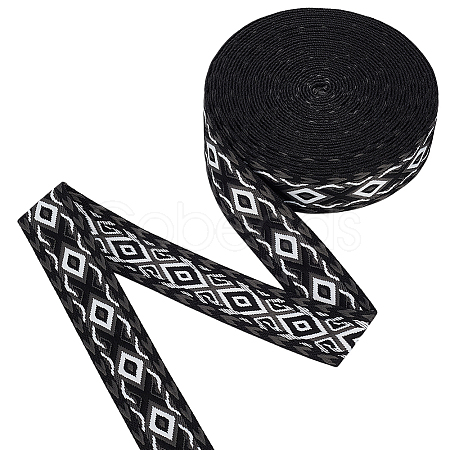 10Yards Ethnic Style Rhombus Polyester Ribbon SRIB-FG0001-35A-1