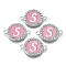 Alloy Enamel Links Connectors, with Crystal Rhinestones, Flat Round with Letter, Silver Color Plated, Letter.S, 22x16x2mm, Hole: 1.8mm