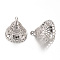 Alloy Pendant Bail Rhinestone Settings, Cadmium Free & Lead Free, Tassel Cap Bail, Cone, Platinum,  Fit for 2.5mm rhinestone, 25x25mm, Hole: 2mm