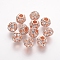 Brass Beads, with Grade A Rhinestone, Rondelle, Rose Gold, Crystal, 12x10mm, Hole: 4mm