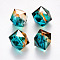 Two Tone Transparent Spray Painted Acrylic Beads, Polygon, Light Sea Green, 7.5x8x8mm, Hole: 1.8mm, about 1690pcs/500g