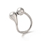 Non-Tarnish 316 Stainless Steel Cuff Ring, Water Drop, Stainless Steel Color, Inner Diameter: 17x18.5mm